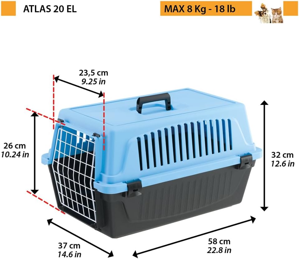 Transportbox Atlas 20 EL - Pet carriage, blue, 1 Tür L 58 x B 37 x H 32 cm Blau