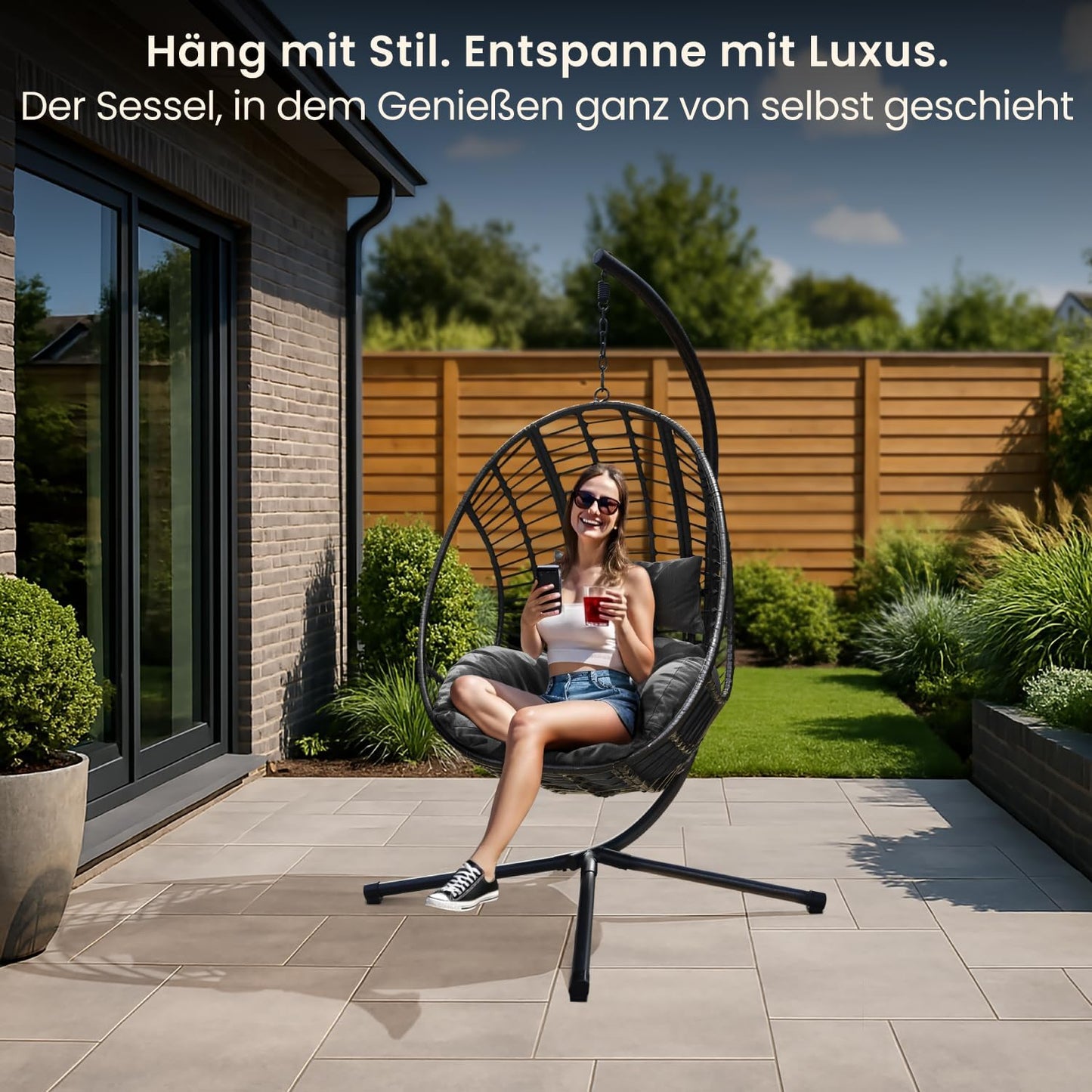 Hängesessel mit Gestell, Dunkelgrauu