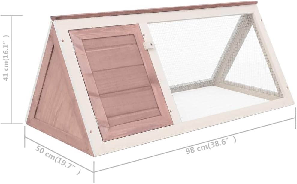 Kaninchenstall mit Freigehege, Braun und Weiß