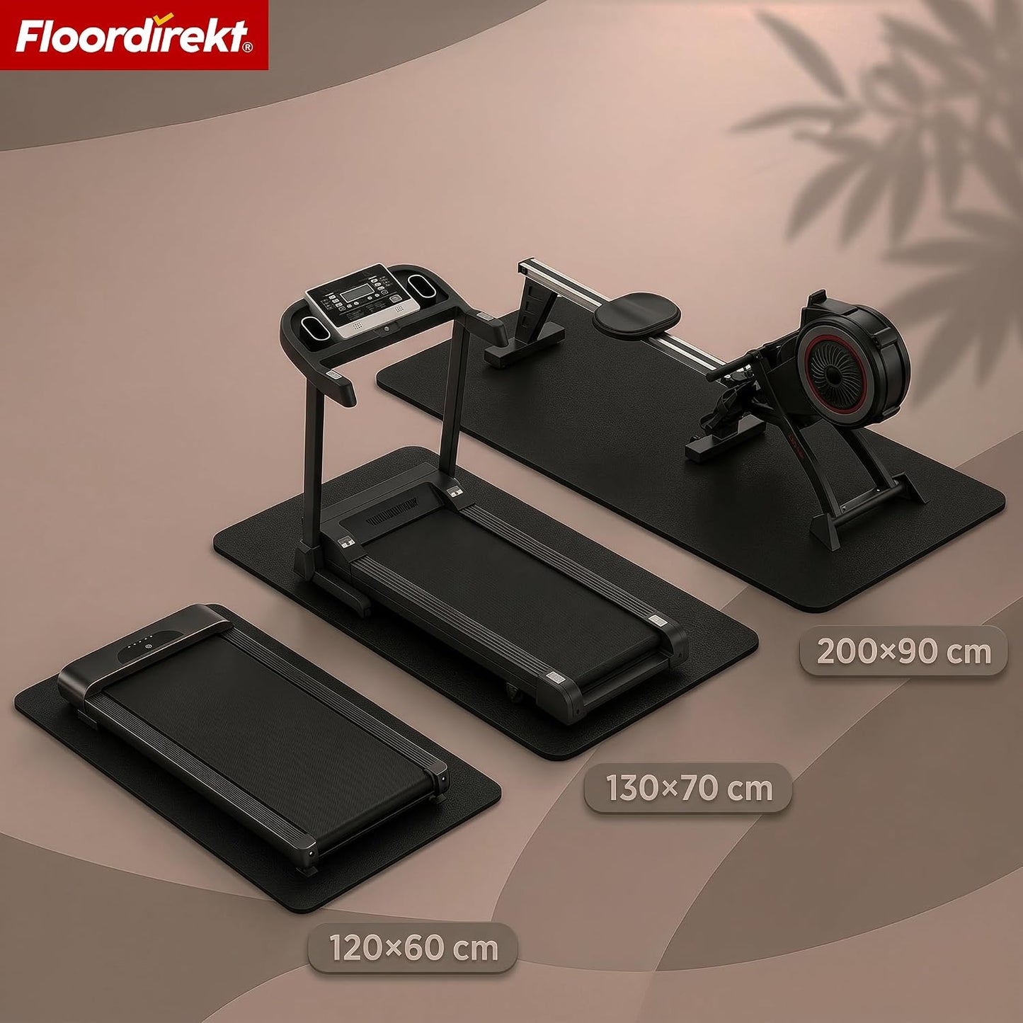 Bodenschutzmatte für Fitnessgeräte 200×90 cm, schwarz 200 × 90 cm