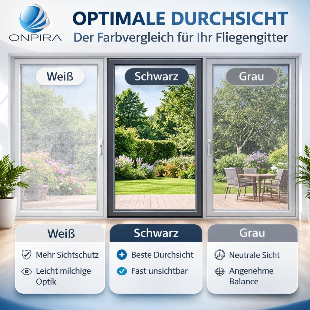 Fliegennetz Meterware für Fenster & Türen, Weiss 150cm x 10m
