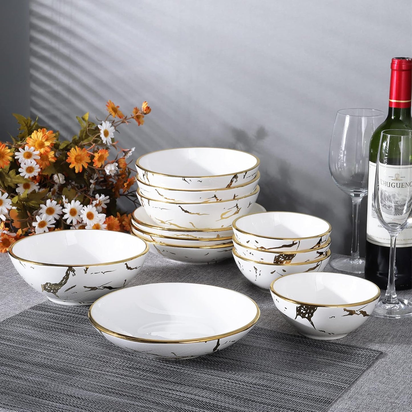 Marmoriertes Porzellanschüssel-Set, 720 ml, 4-tlg., 720 ml