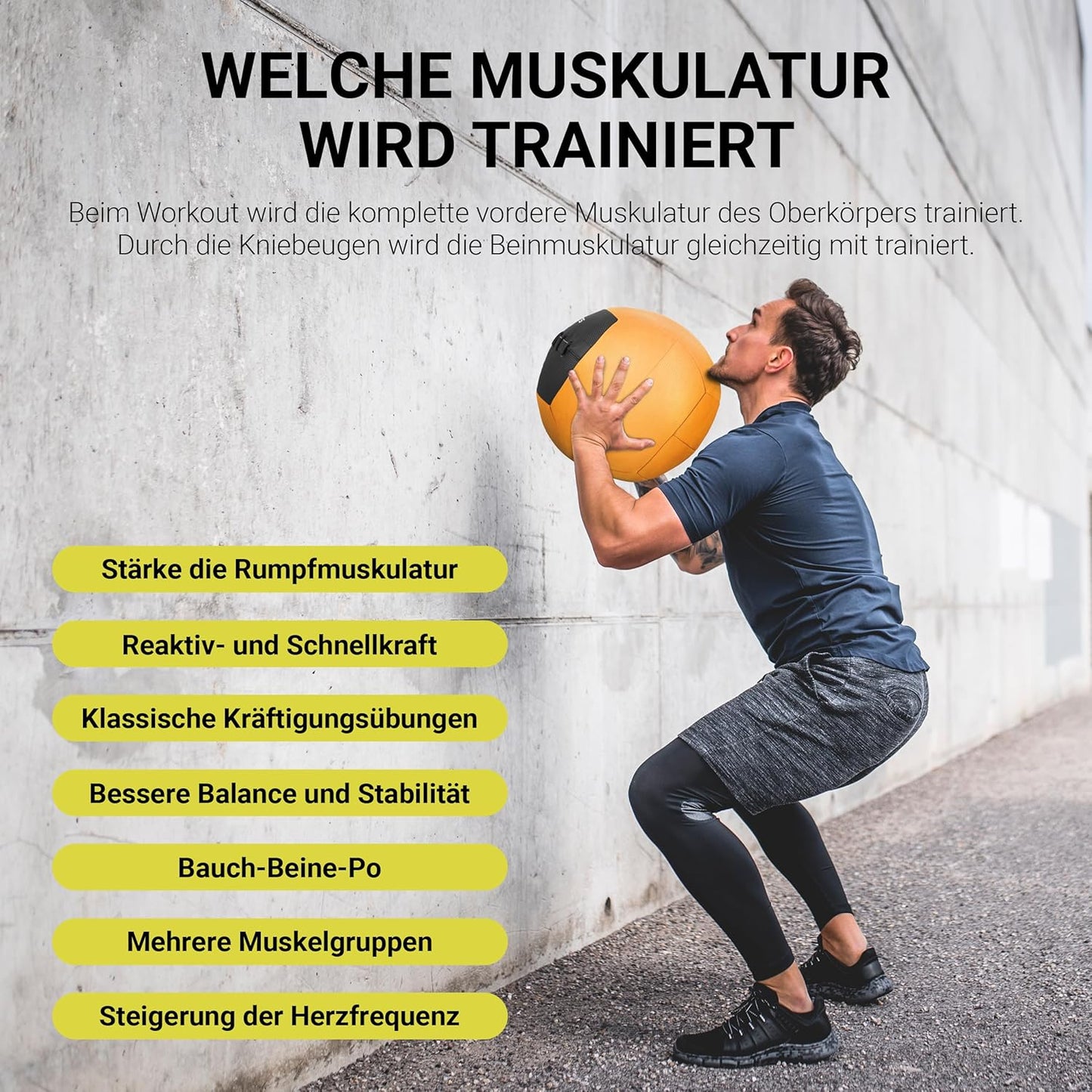Premium Wall-Ball Gewichtsball 6 kg, 6 kg - Orange