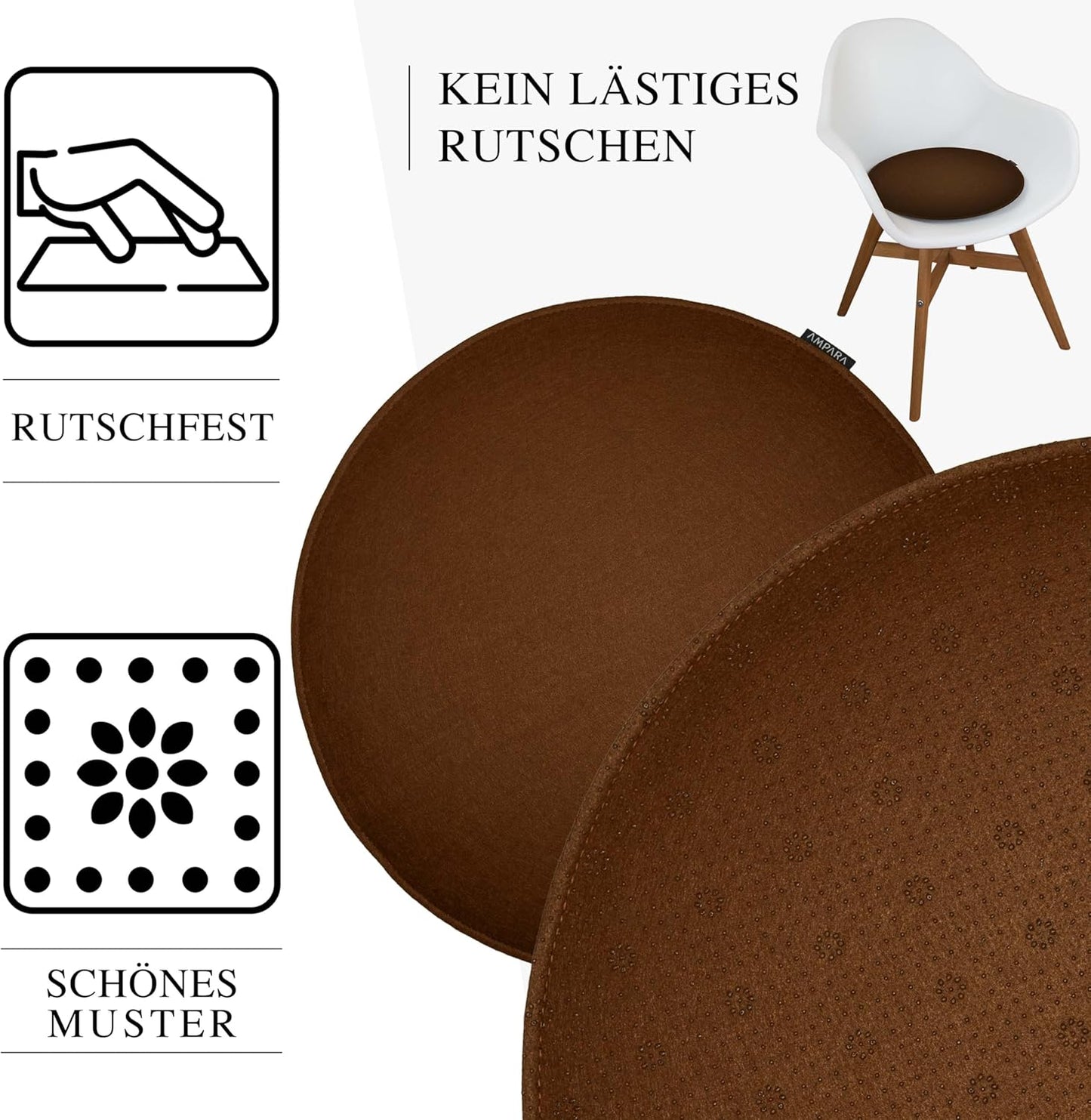 Runde Stuhlkissen-Set, Braun