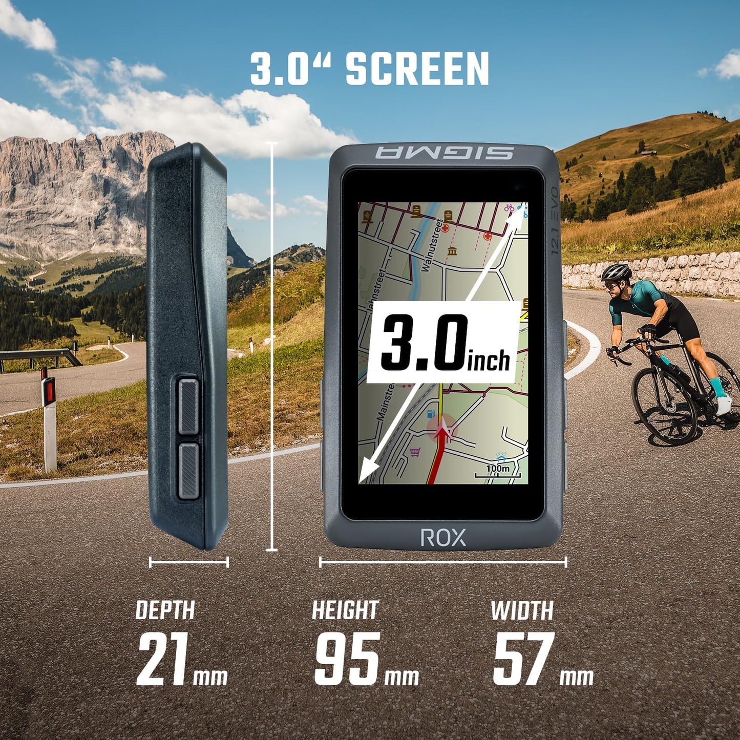 ROX 12.1 Evo Fahrradcomputer GPS mit 150 Funktionen Kabellos, Grau Basic Set