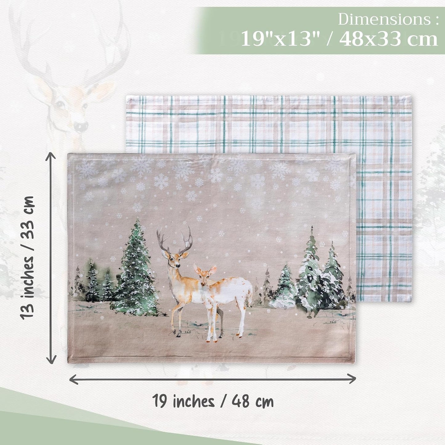 Tischset 4er-Set mit Reh-Design, 01 - Deer in The Woods