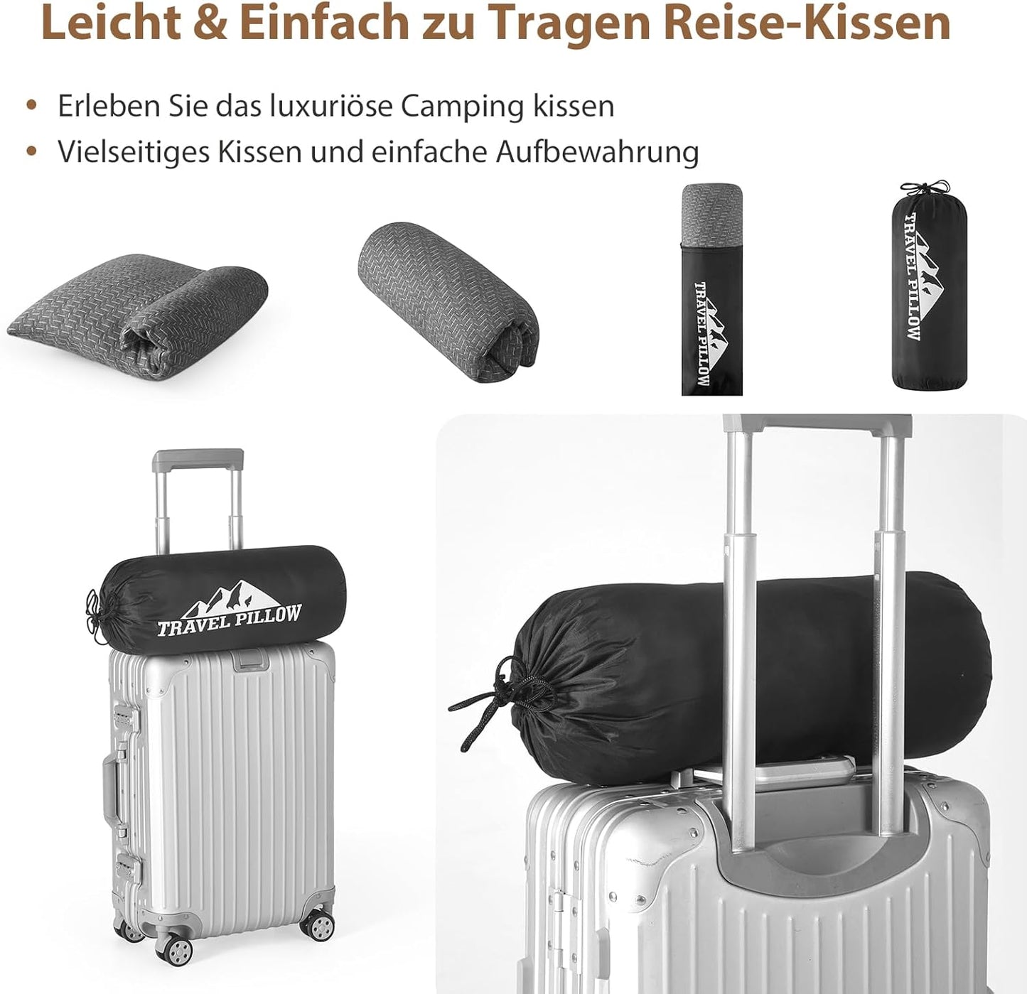 Reisekissen mit Packsack, Grau Large