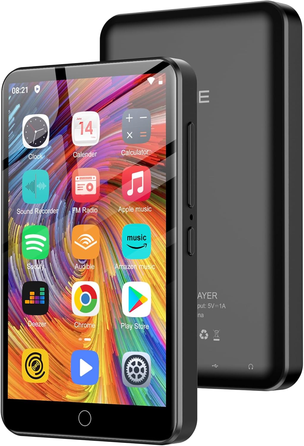 MP3-Player mit Bluetooth, 80 GB - 10,2 cm (4 Zoll), Schwarz