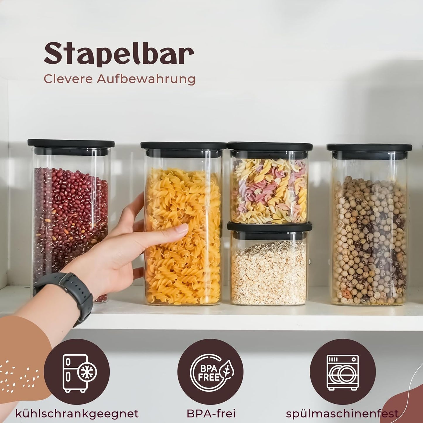 Vorratsdosen-Set aus Glas, 4 x 1450ml