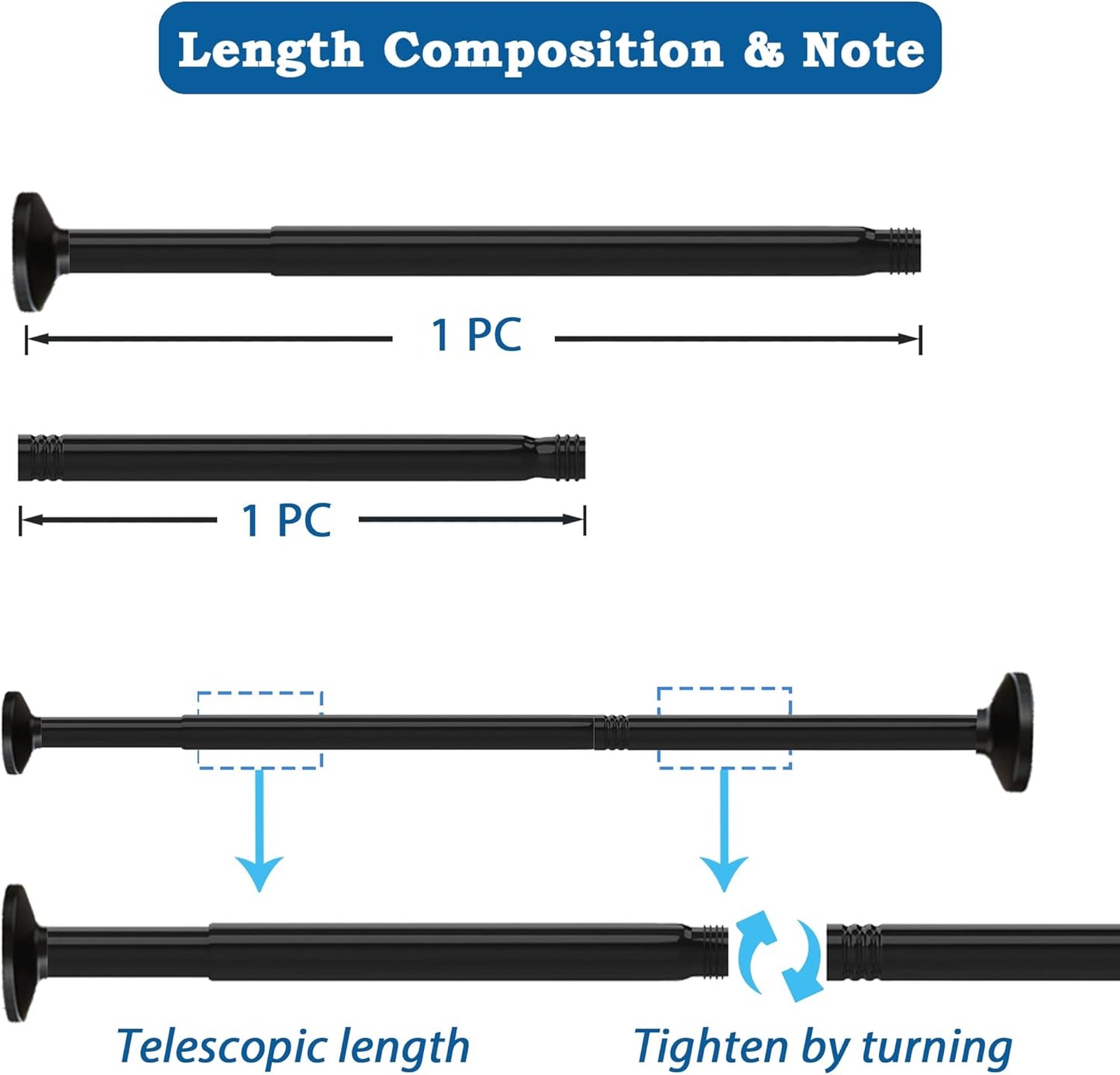 Teleskop-Duschstange ohne Bohren, 69-90 cm, Weiß 69-90CM