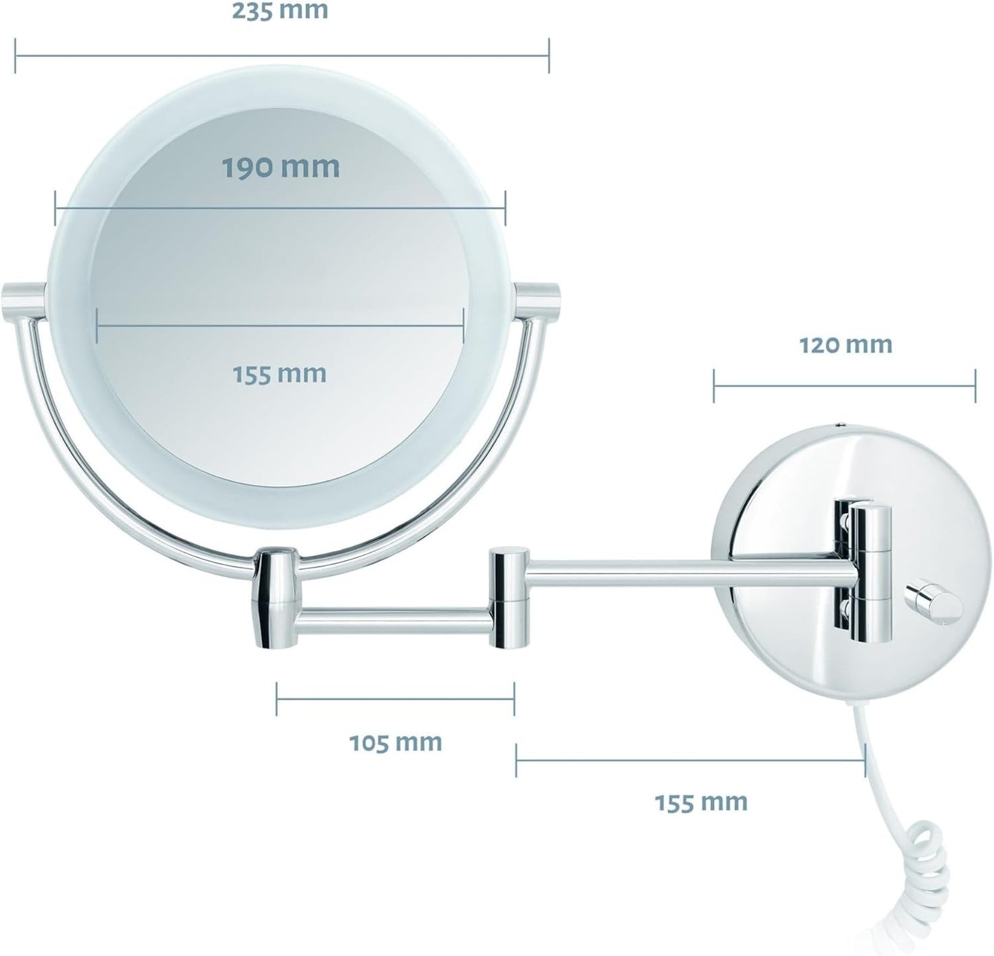 Modena LED Kosmetikspiegel mit Vergrösserung 5x/10x, 5x / 10x