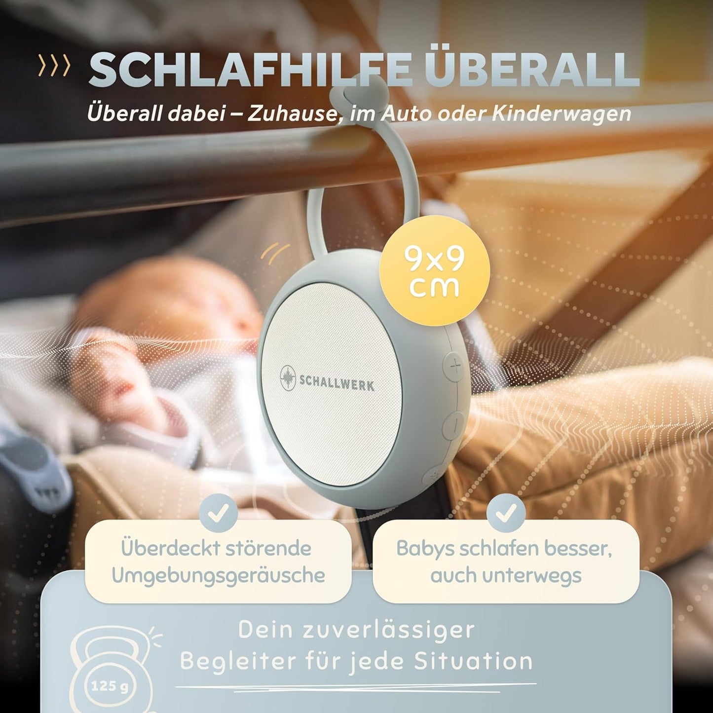 White Noise Machine mit Naturgeräuschen & Nachtlicht, Stone Grey