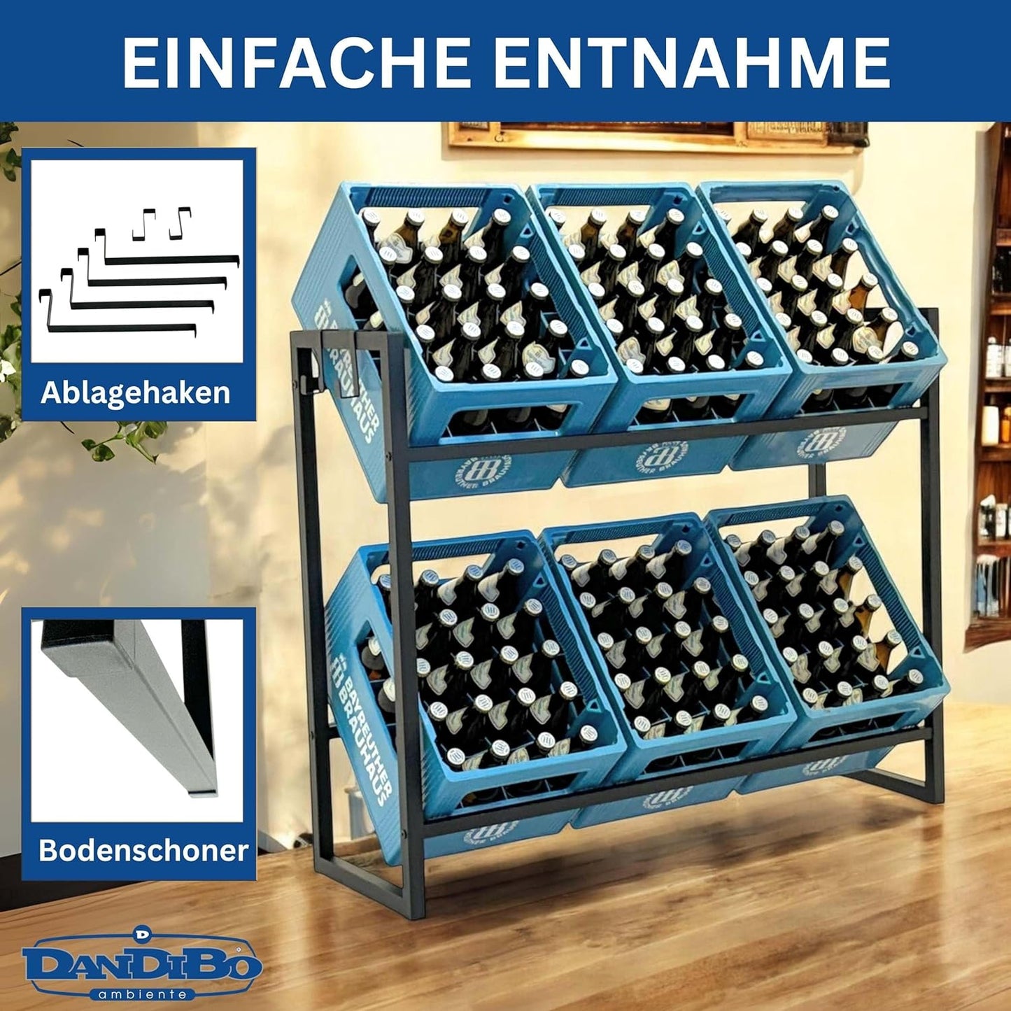 Getränkekistenregal für 6 Kisten