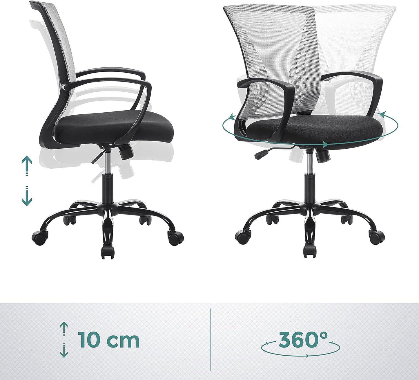 Ergonomischer Netzstuhl, Grau Grau Bürostuhl