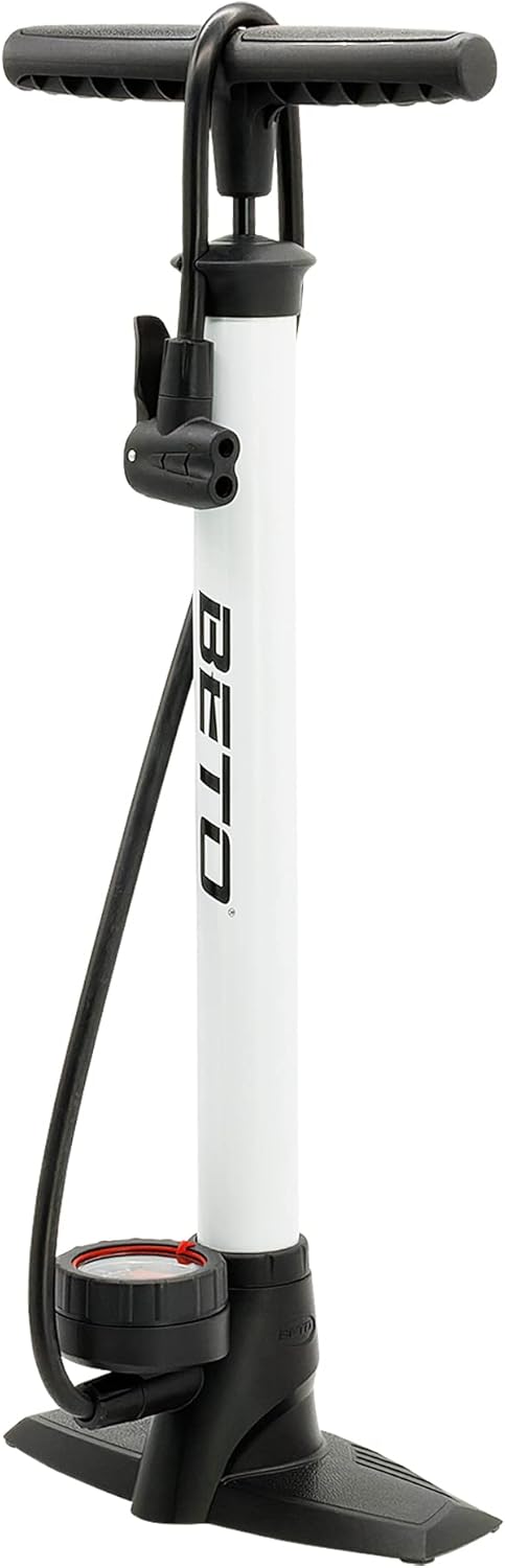 Velo-Standpumpe mit Manometer, Weiss = Mit rundem Manometer