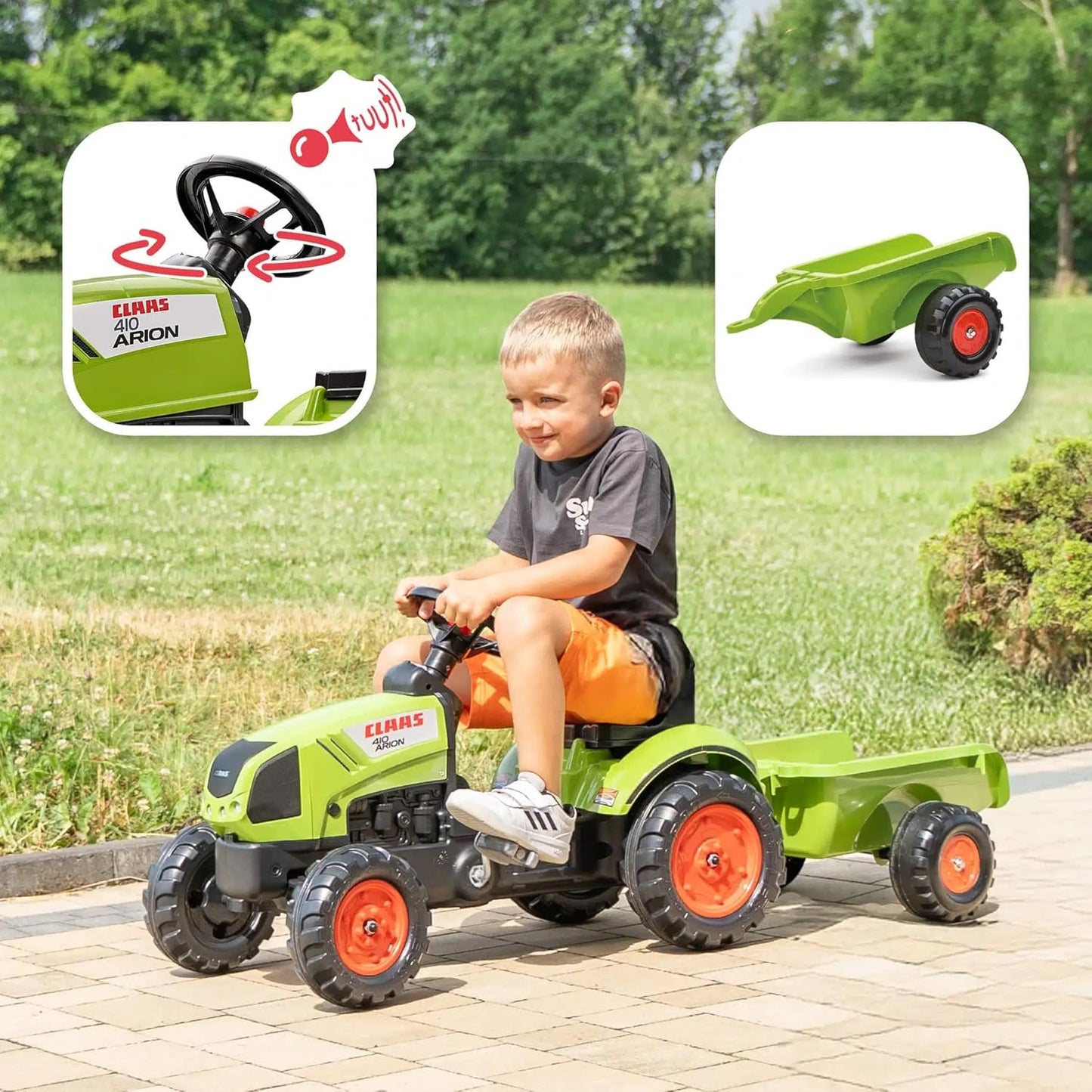 Arion 410 Kindertraktor mit Anhänger & Hupe, Claas