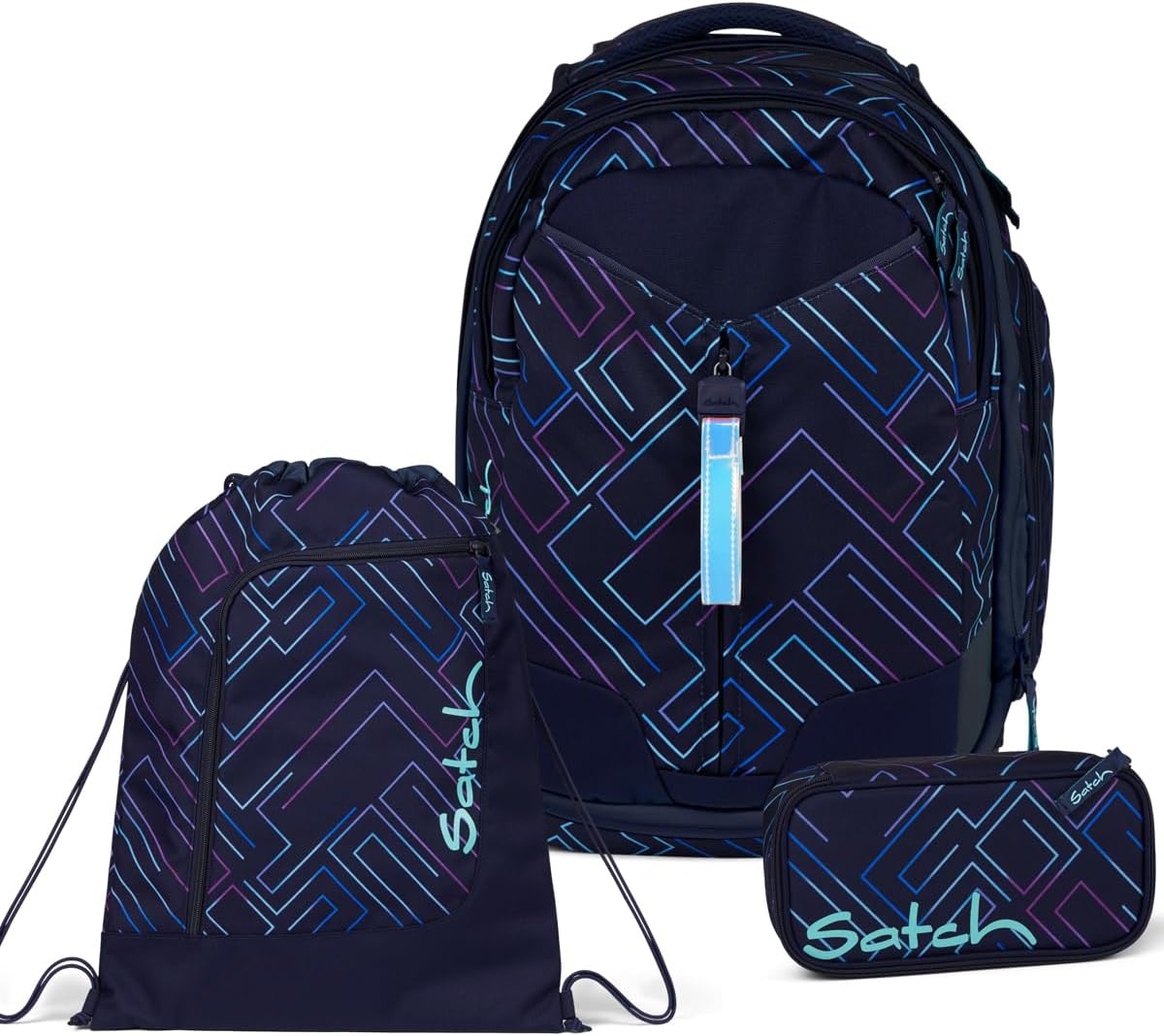 3-teiliges Schulranzen-Set Match inkl. Schlamperbox und Sportbeutel, Purple Laser