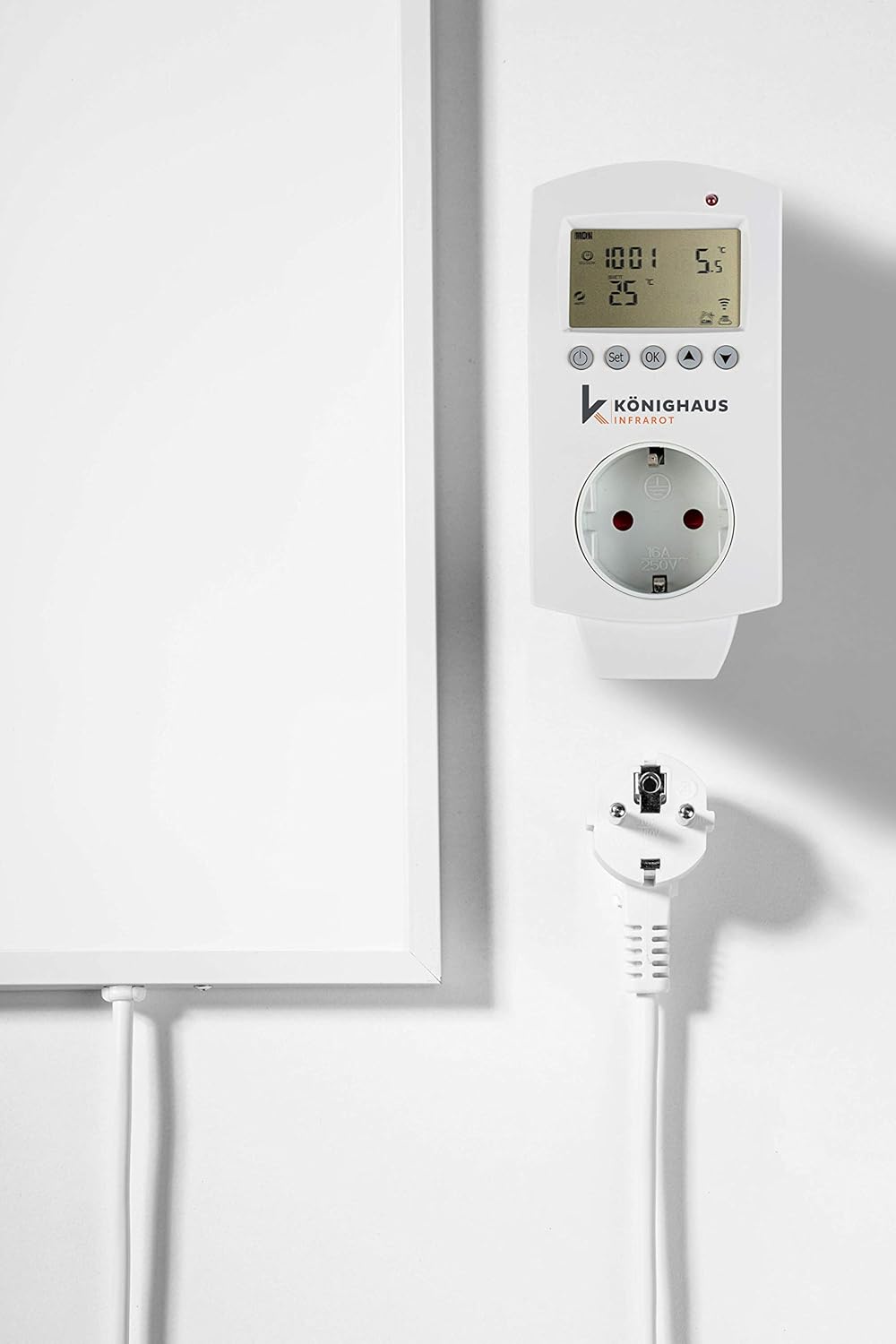 Infrarot-Heizung mit Thermostat, 1000 Weiss