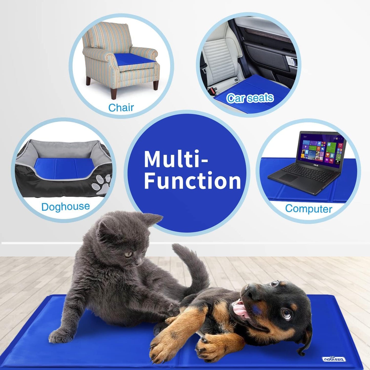 Kühlmatte für Hunde und Katzen, L 65 x B 50 x H 2 cm Blau