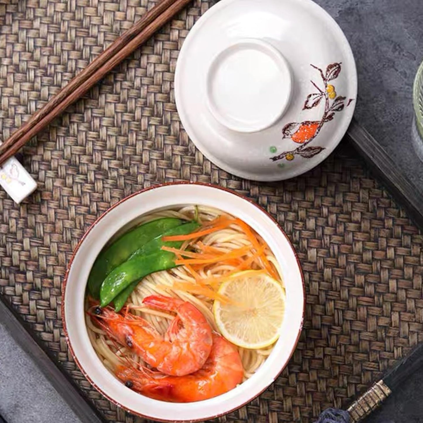 Keramik Ramen Bowl Set mit Deckel (800ml), Style D