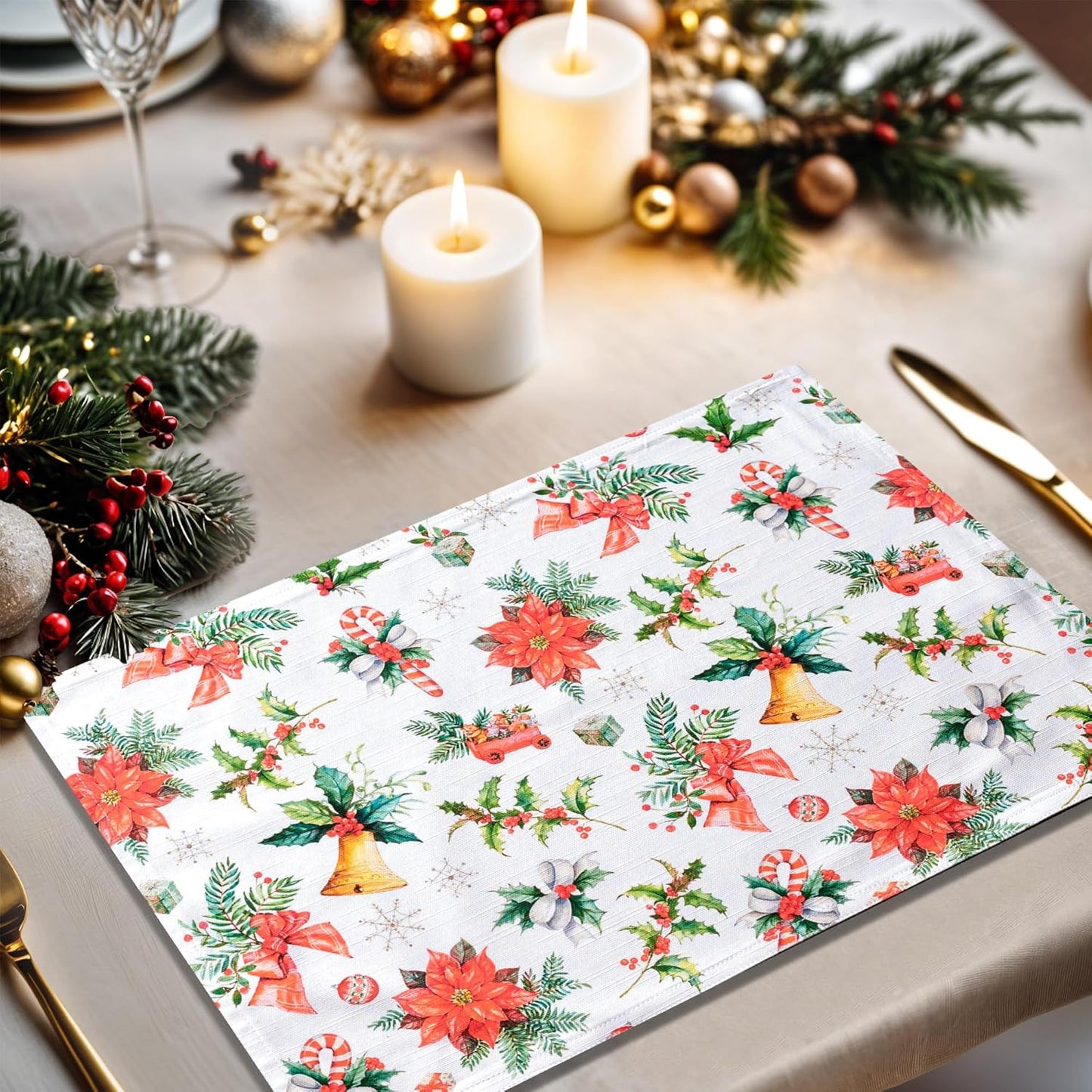 Dekoratives 4er-Tischset mit Weihnachtsmotiven, 02 - Chromo