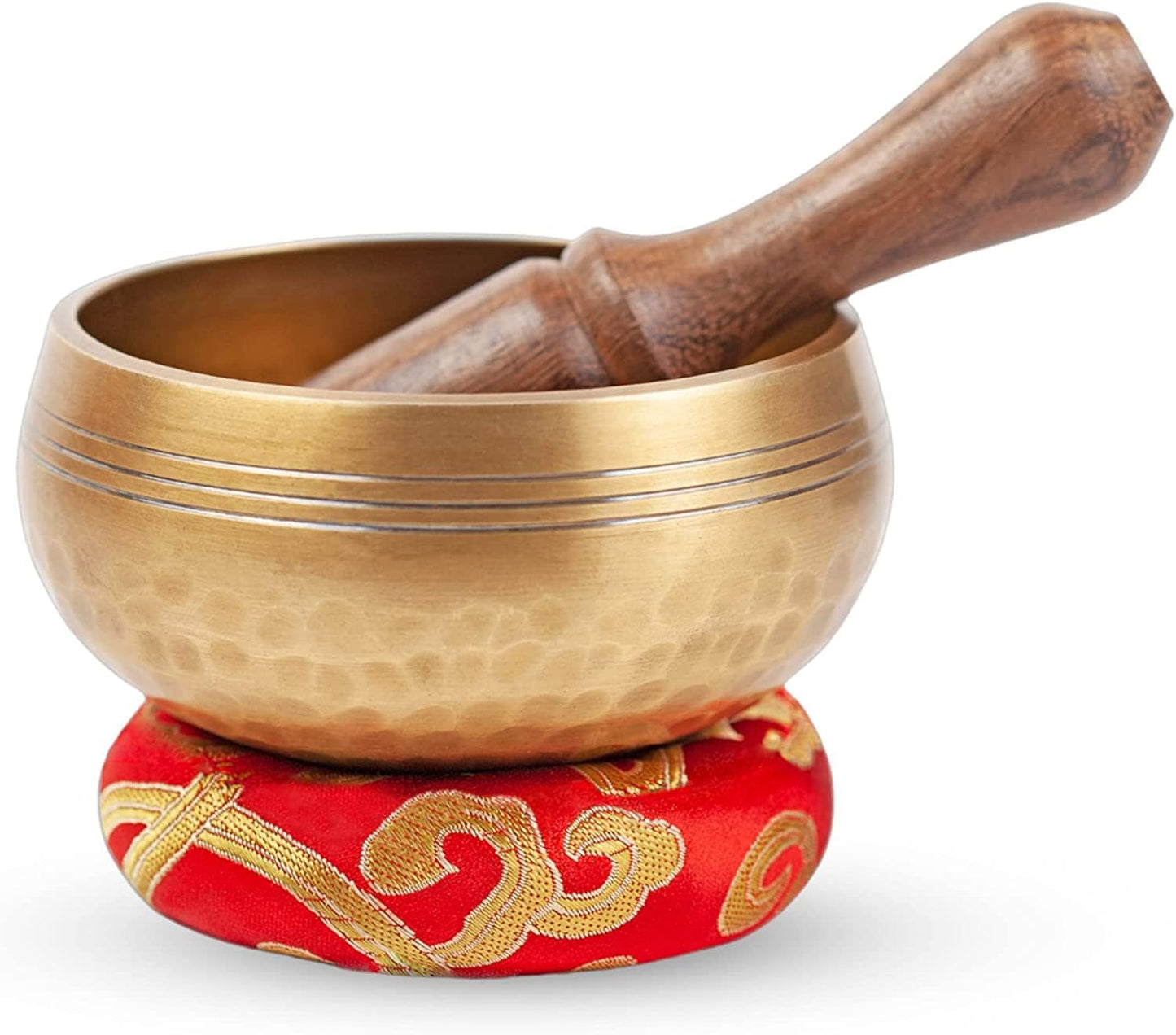 Tibetische Klangschale mit Schlägel, Gold – 3,5 Zoll