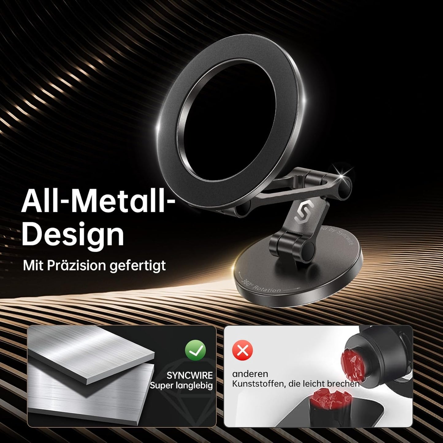 Magnetische Handyhalterung für Auto (360° drehbar), Titanschwarz