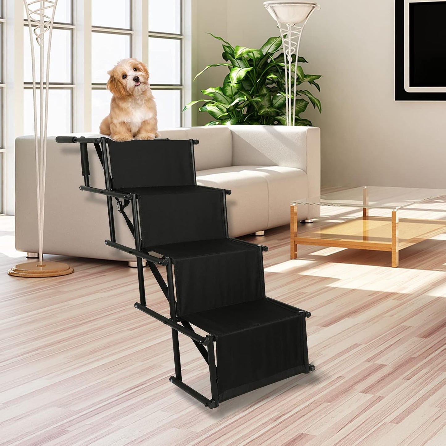 Klappbare Hundetreppe, Schwarz 45*139*56-76CM