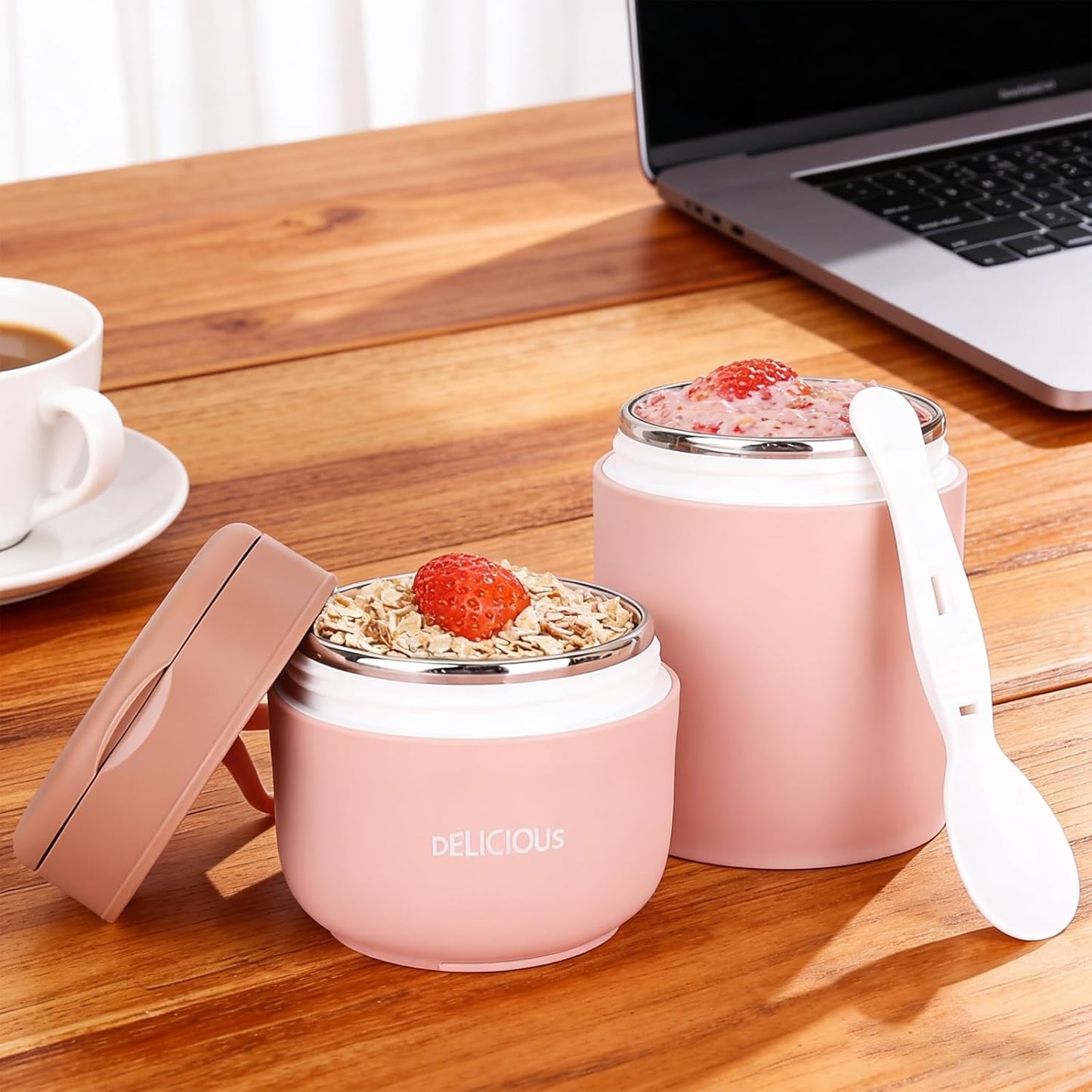 Auslaufsicherer Müslibecher To Go (2er Set) mit Löffel