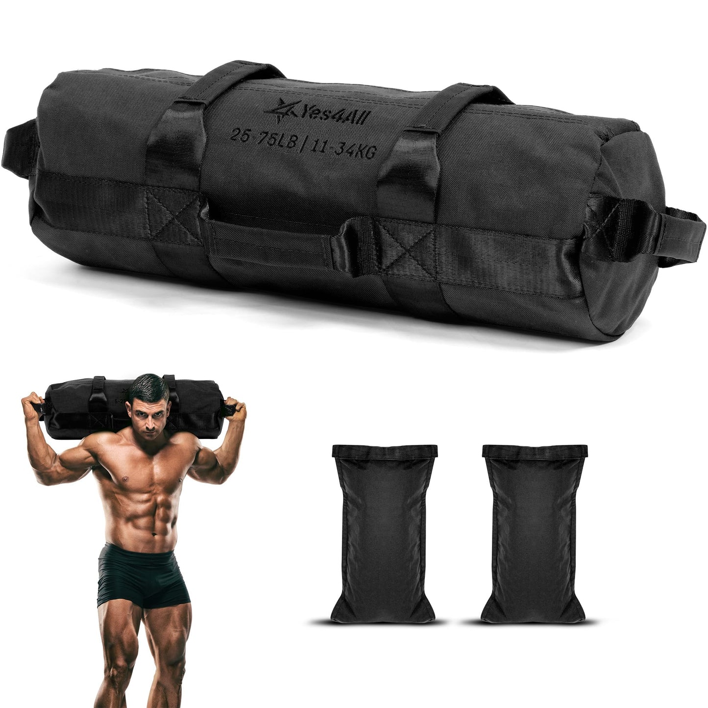 Verstellbare Sandsäcke für Krafttraining, F. Schwarz - (11kg - 34kg)