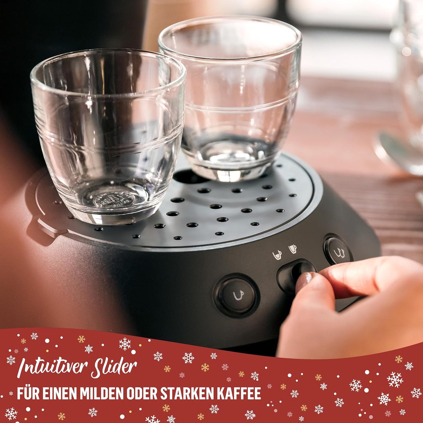 Senseo Original Plus Kaffeepadmaschine ‎CSA210/69 mit Kaffeestärkewahl und 2-Tassenfunktion, Compact, 5 cups Schwarz + 2 Padpacks