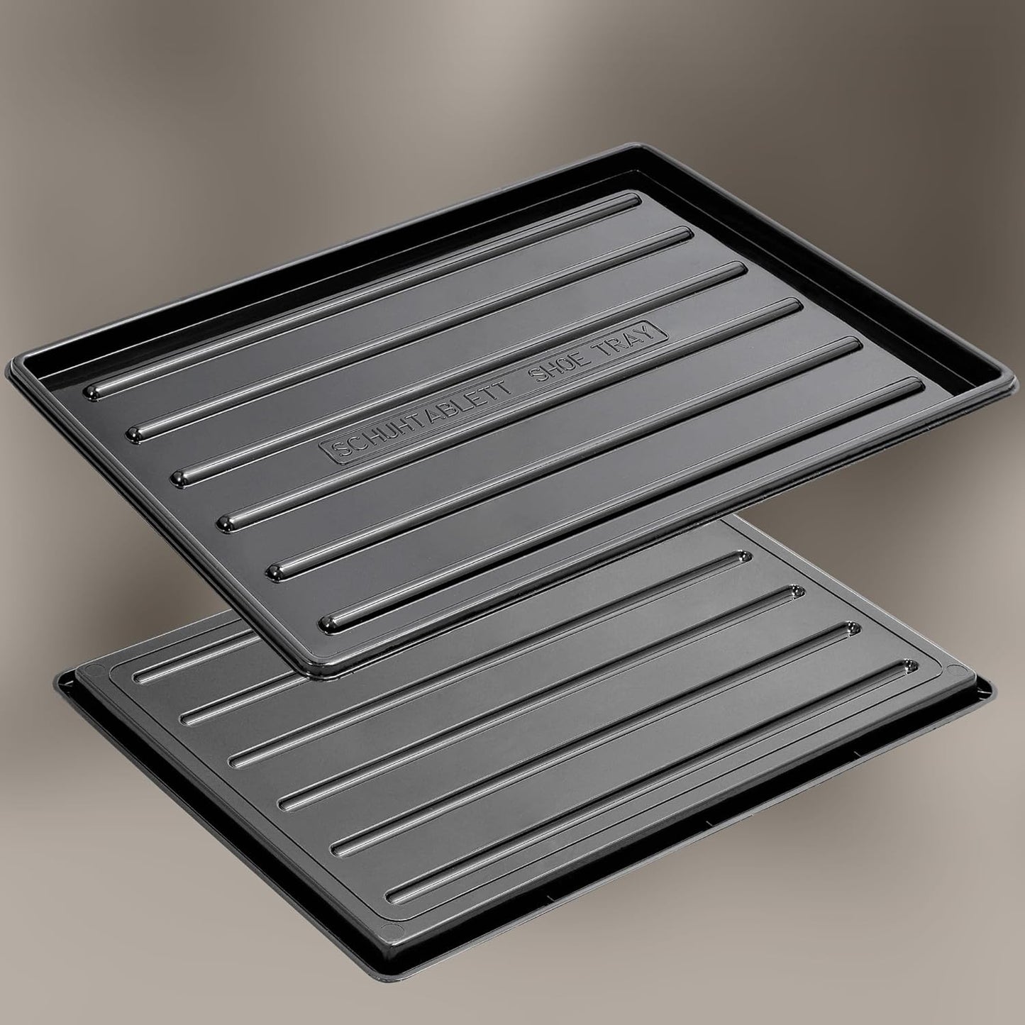 2er-Set Schuhabtropfschalen, 45x30 cm Schwarz