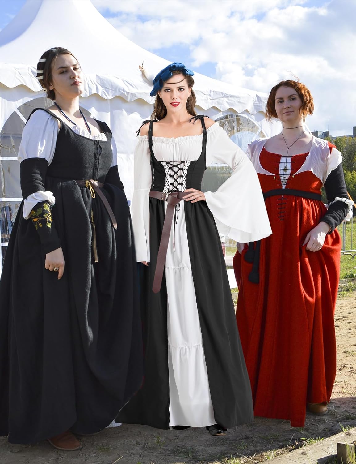 Damenkostüm – Mittelalterkleid, Schwarz XL