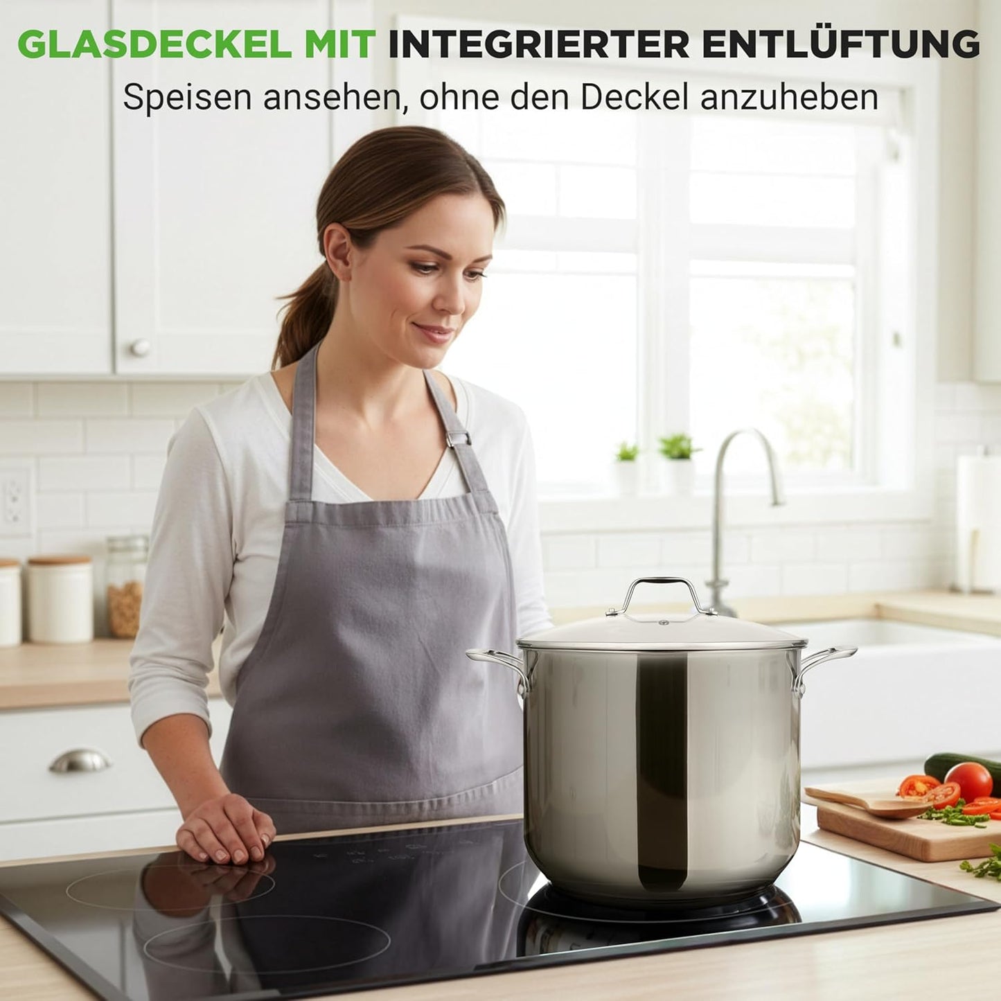 Grosser Suppentopf 11,5L Edelstahl Induktion, 11 Liter