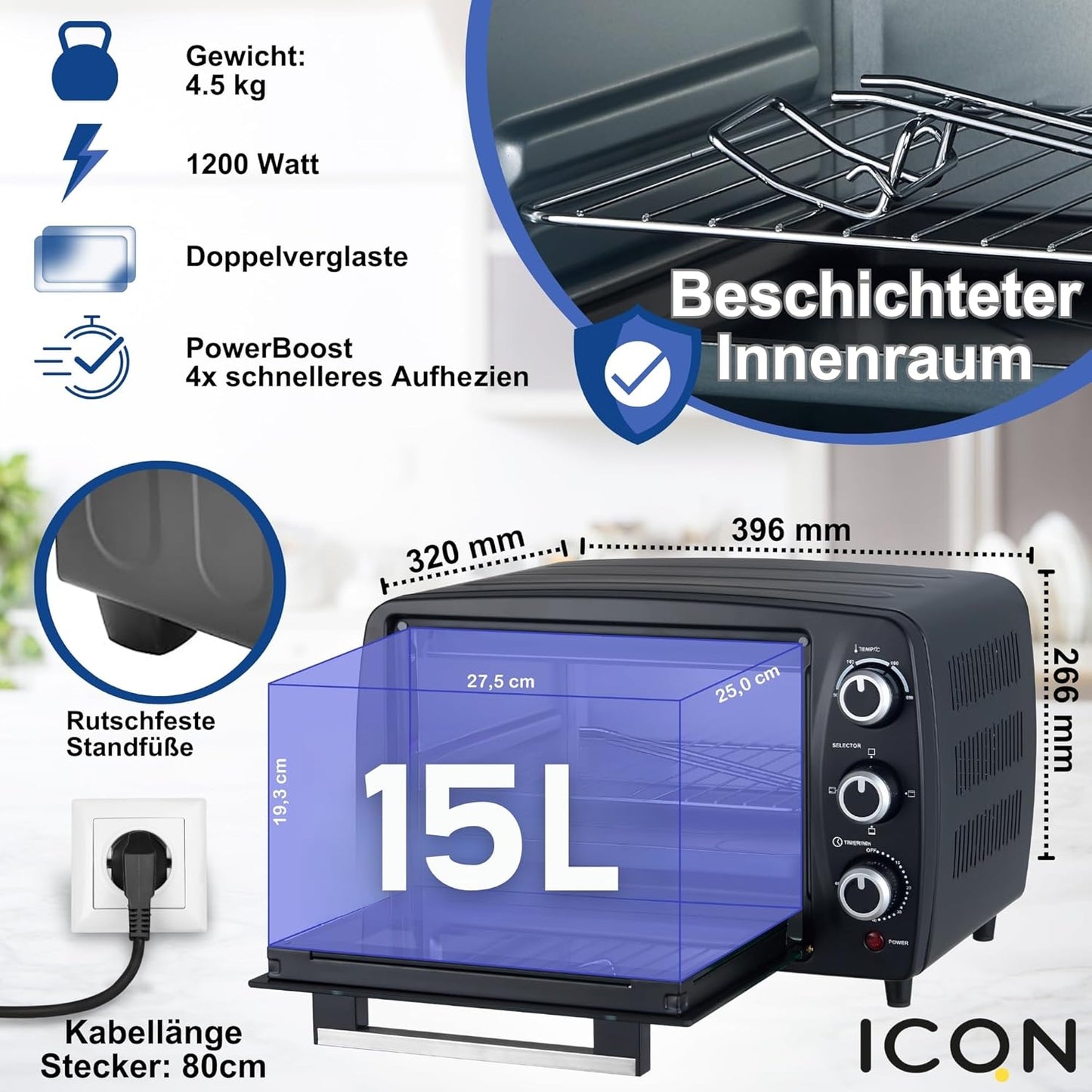 Minibackofen, 15 Liter