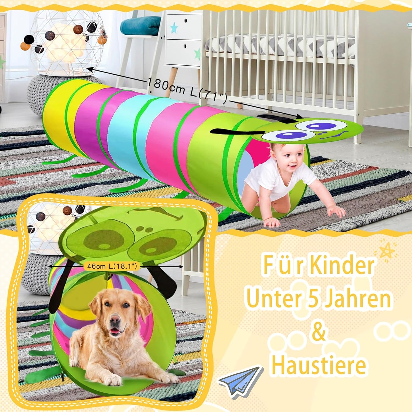 Krabbeltunnel & Agility-Spieltunnel für Kinder, Rainbow-1