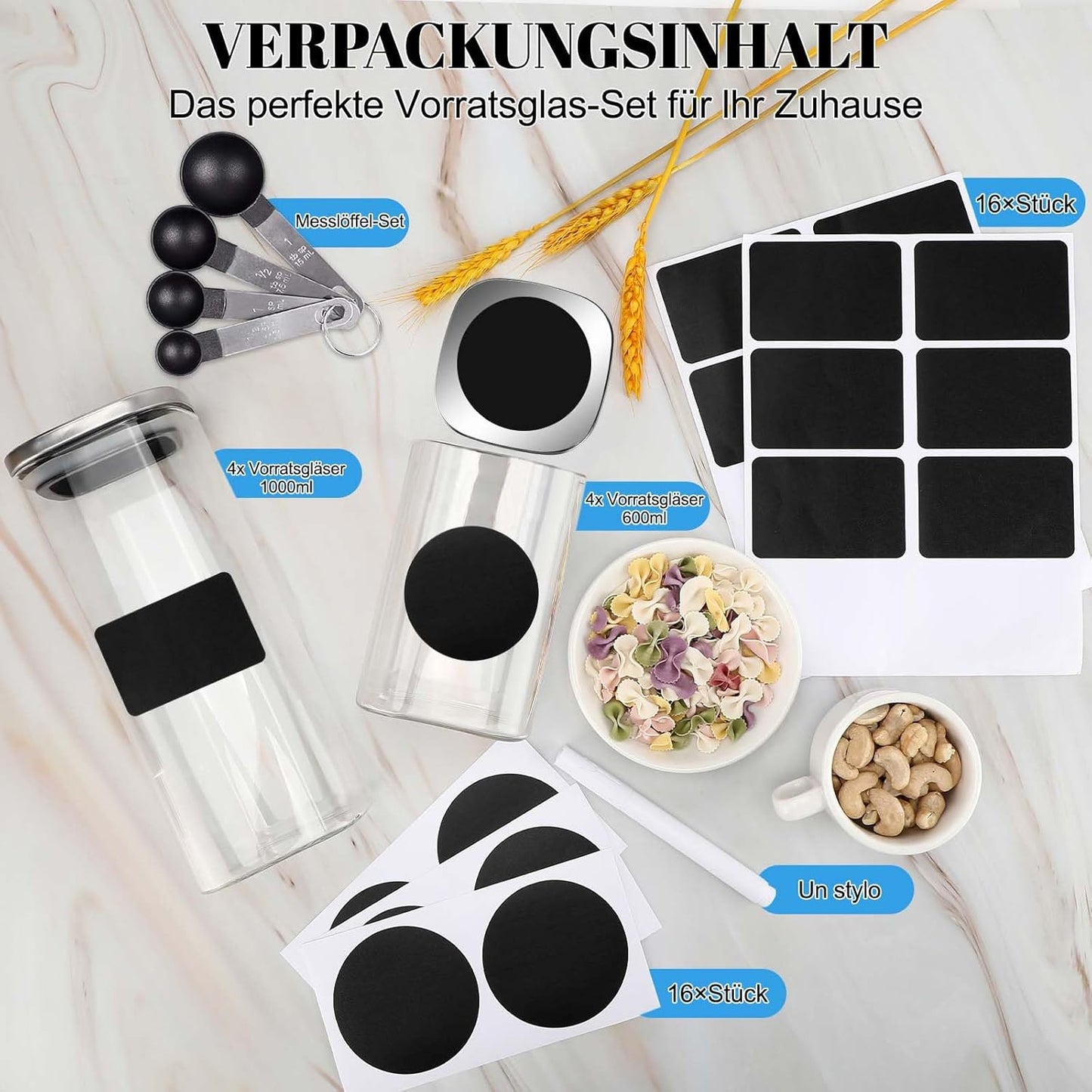 8er Vorratsgläser-Set