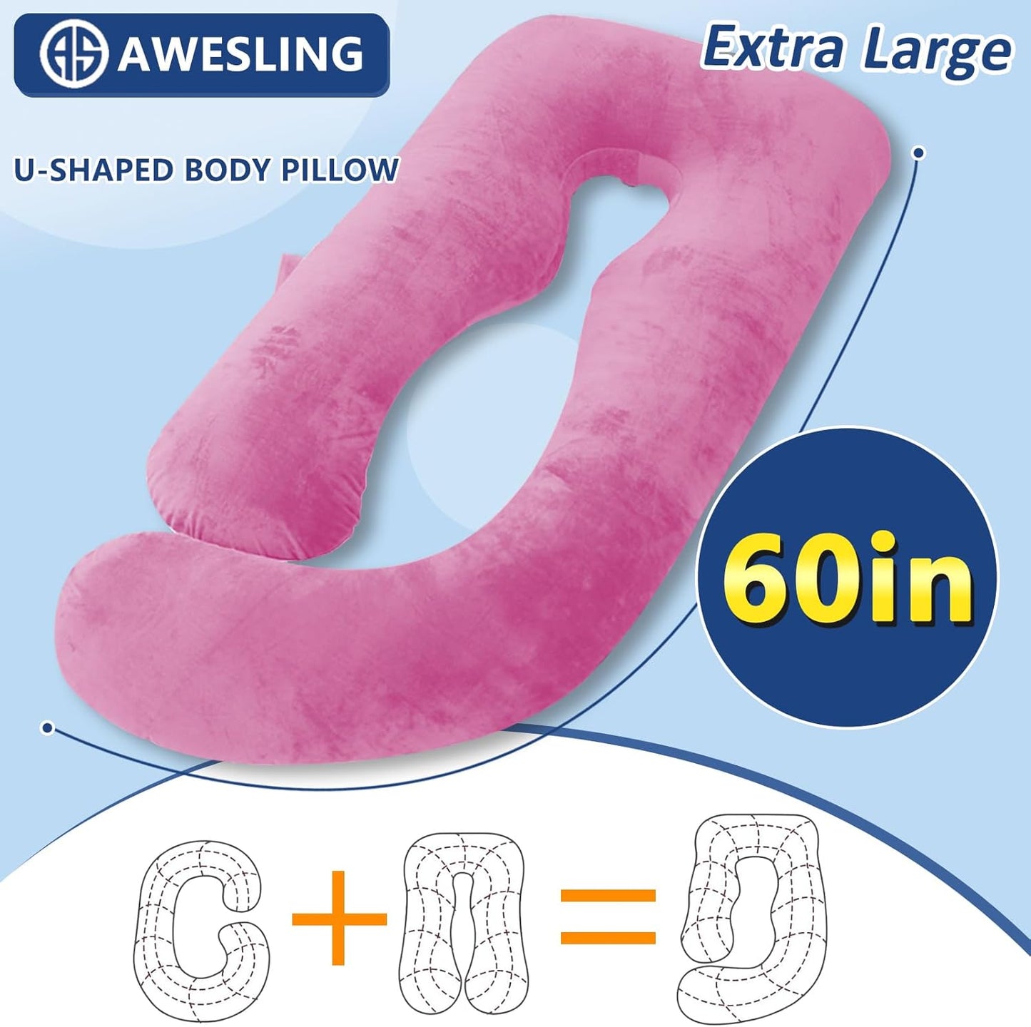 U-förmiges Schwangerschaftskissen, Violett-memory Foam