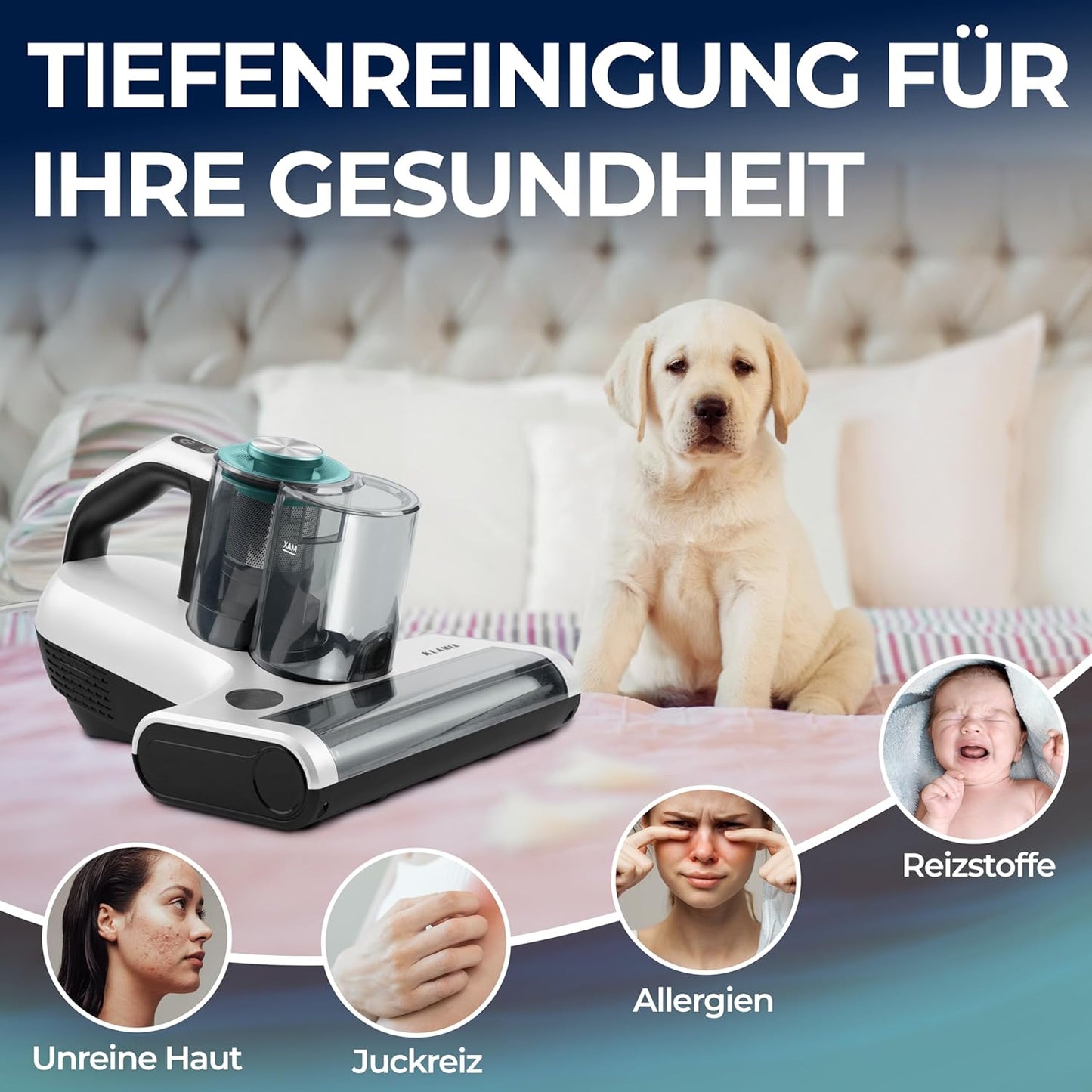 Milbensauger mit UV-Licht & HEPA-Filter, Weiss
