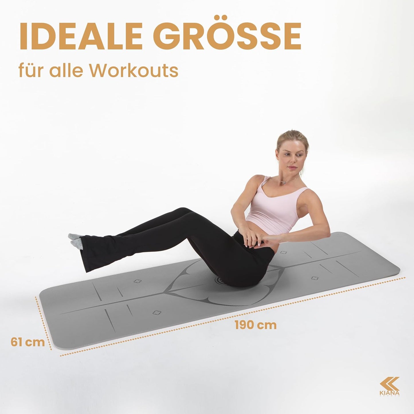Rutschfeste Yoga- und Sportmatte für Training, Dick (1,5 cm) Grau