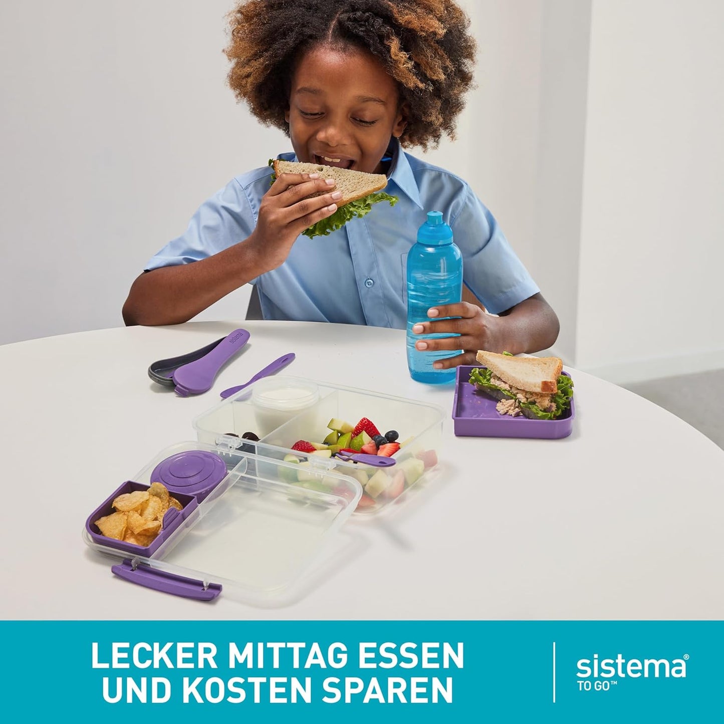 Bento Box Lunchbox mit Joghurt- /Fruchtbehälter, 1,65 l Mintgrün