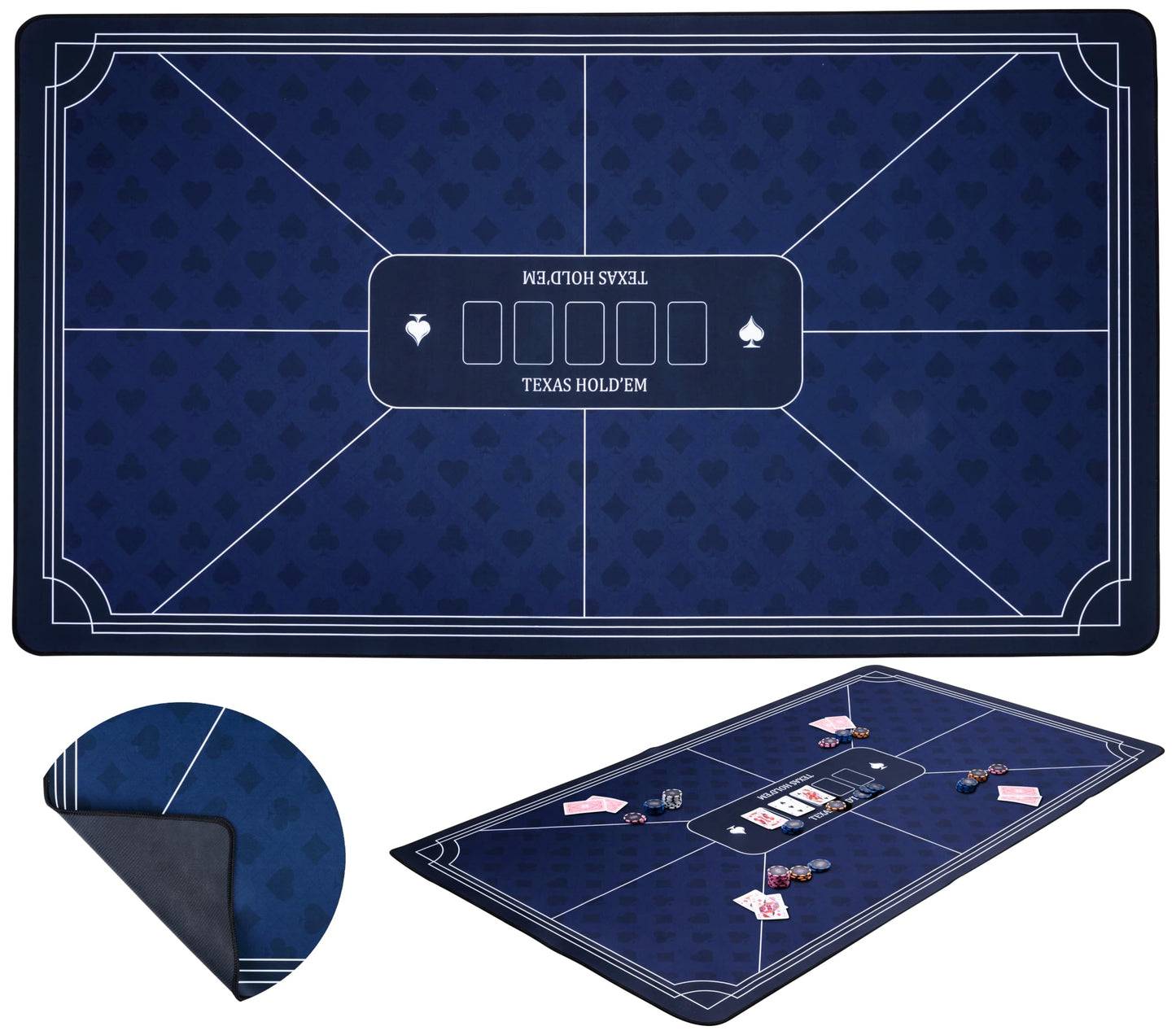 Pokermatte mit rutschfester Spielfläche, Blau 140x80cm