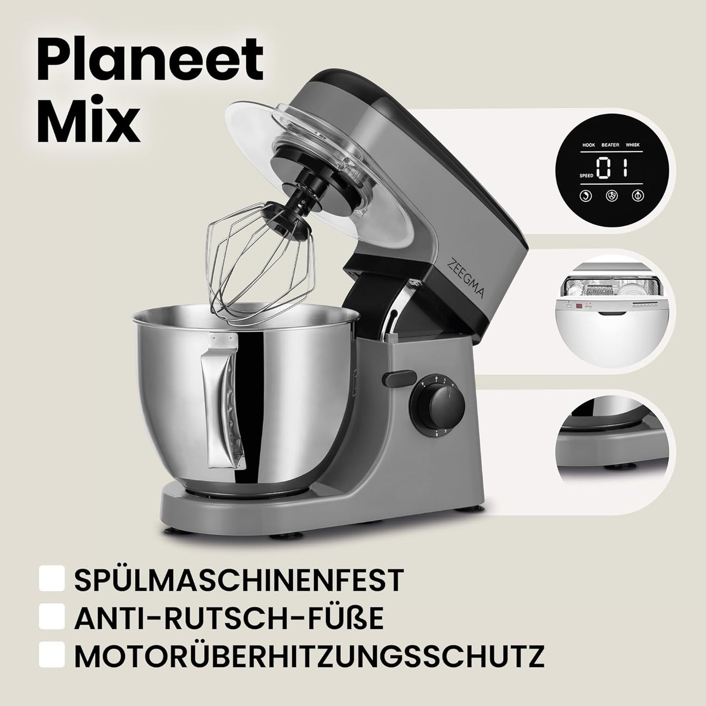 Planeet Mix Küchenmaschine, Planeet Mix Grau