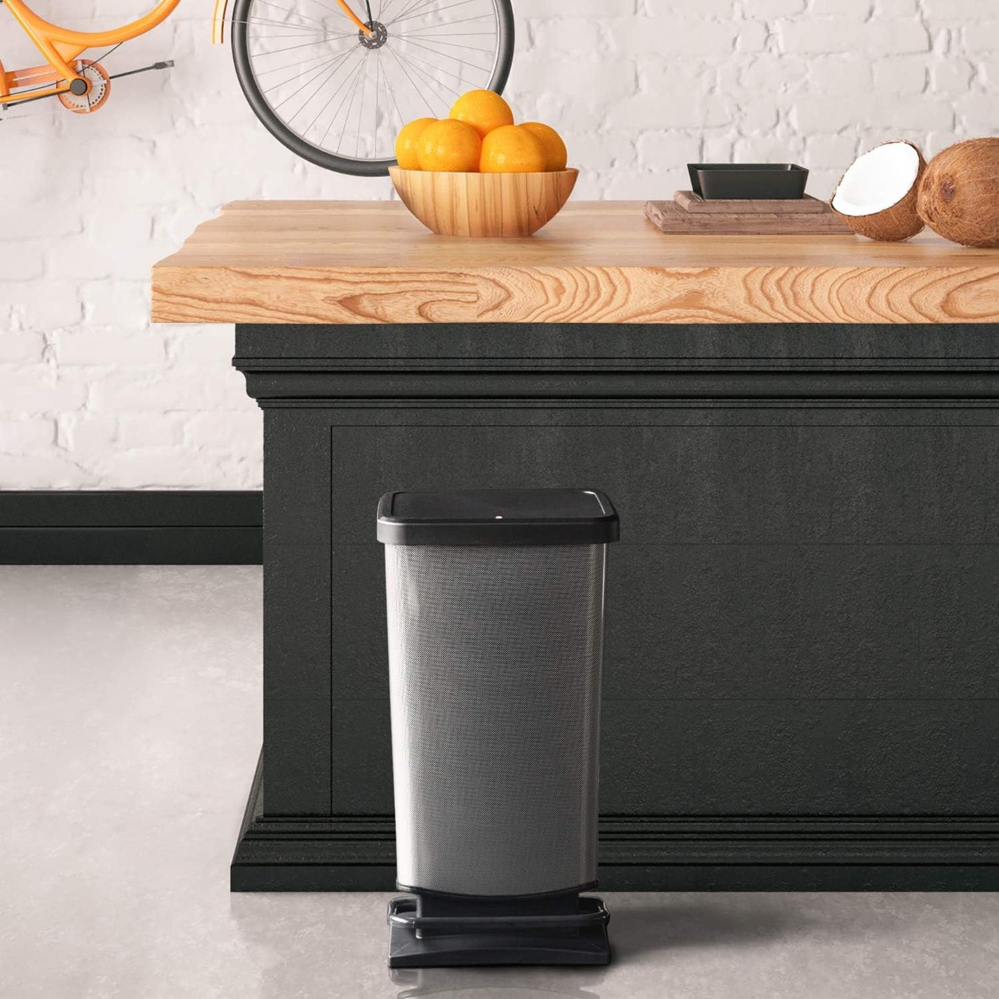 Paso Pedal-Mülleimer 40l BPA-frei Kunststoff, Mülleimer Carbon