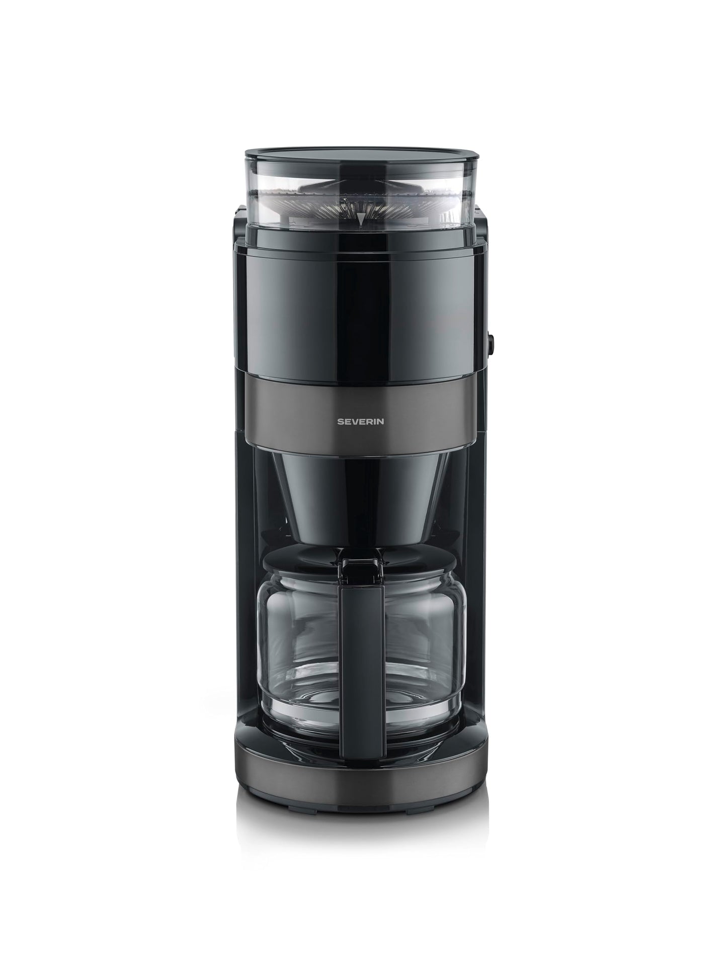 KA 4830 mit Mahlwerk und Glaskanne, 10 Tassen (Glaskanne) Dark Inox, Schwarz