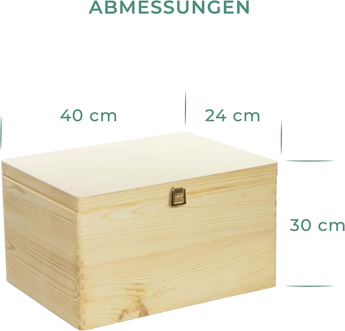 Holzkiste mit Deckel & Schloss, 40 x 30 x 24cm | XL