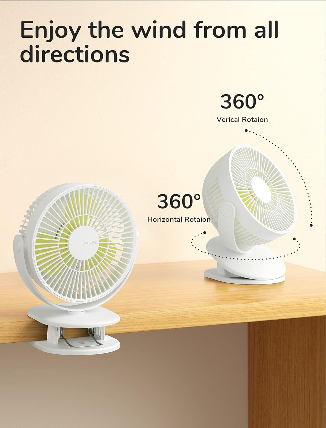 ‎Clip Fan Life1 Plus - Tischventilator mit Clip-Funktion, Milch Weiss