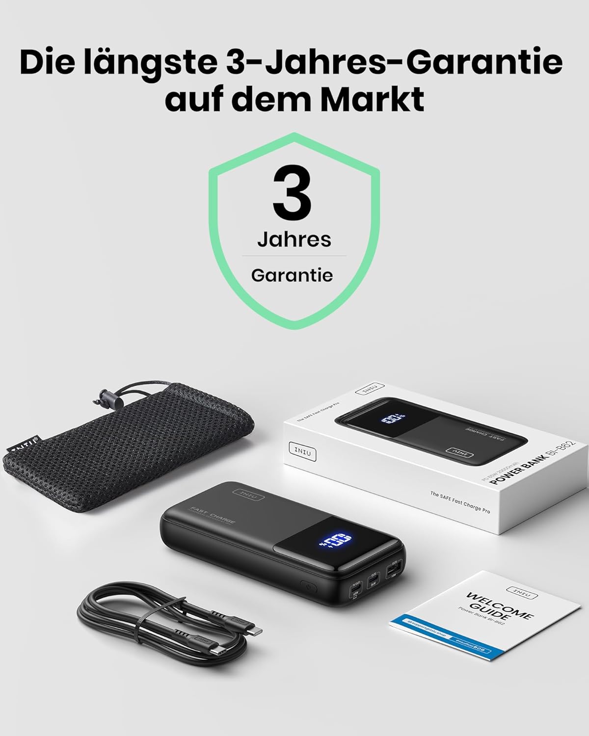 Powerbank 20000mAh, Klassische Grösse ; Schwarz