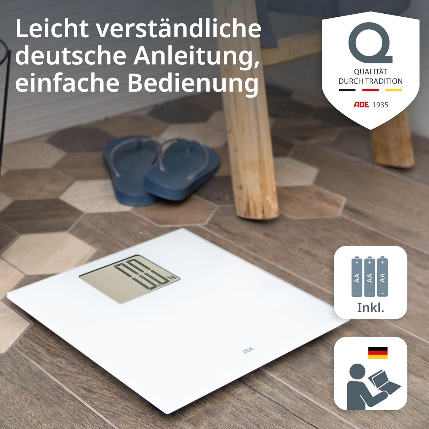 Digitale Personenwaage, Weiss XXL-Display 200 kg
