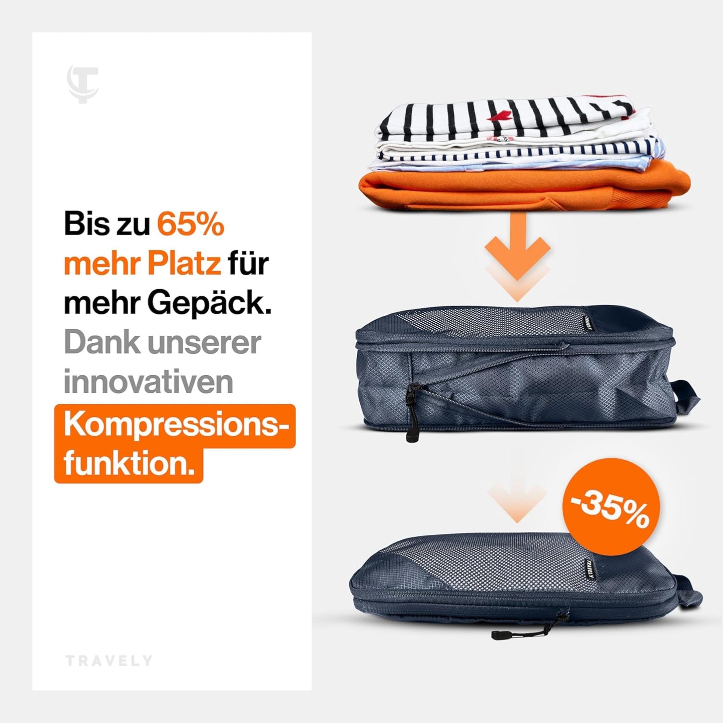 5-teiliges Packwürfel-Set, Blau 5 Teile Gr. Set